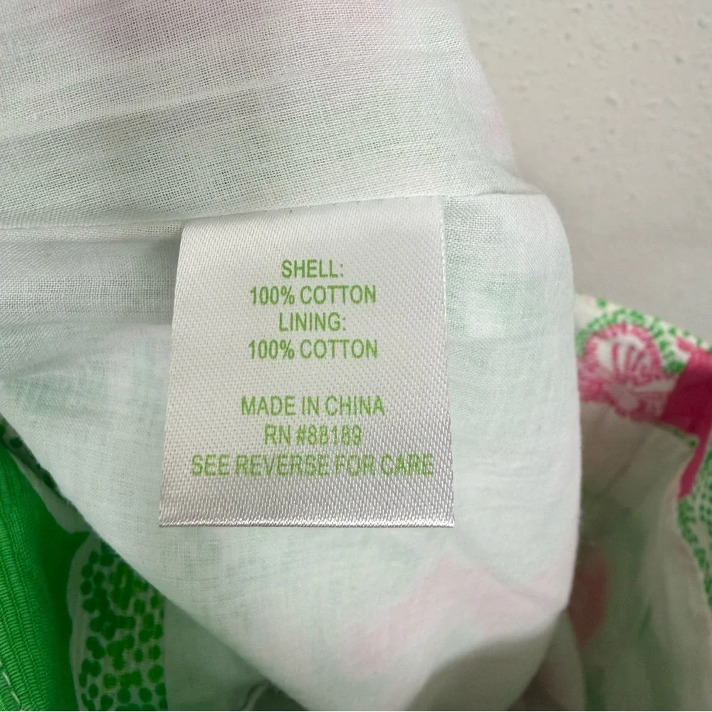 Lilly Pulitzer Green Pink Floral Mini Skirt Sz 4